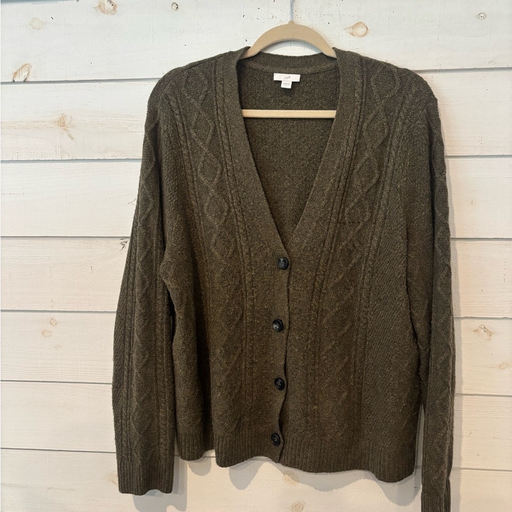 J. Jill Green Cardigan Sweater V-Neck Knit - Picture 8 of 15
